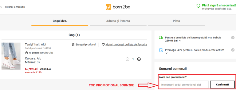 Ghid pentru aplicarea unui cod promotional born2be la comanda