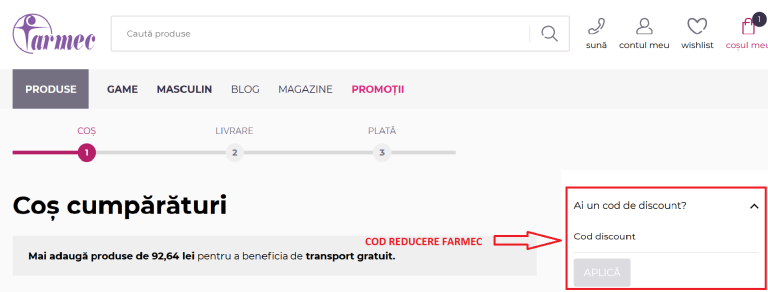 Cum se foloseste un cod de discount Farmec
