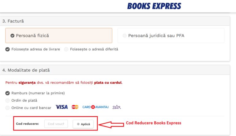 Cum sa folosesti un cod reducere sau voucher Books Express cand cumparati carti online