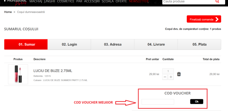 Cum adaugi un cod voucher Melkior