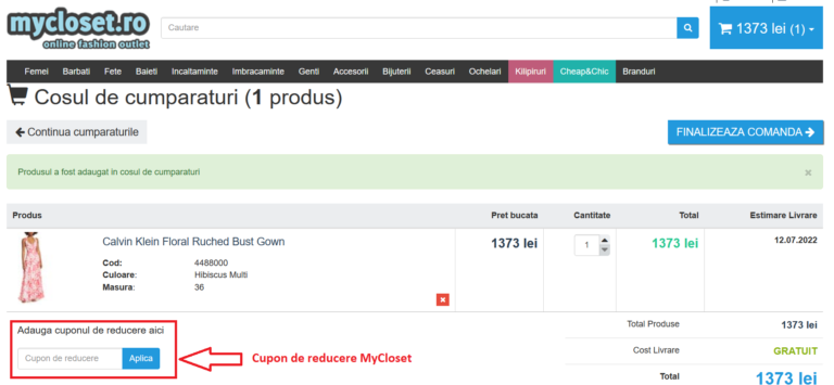 Cum adaugi un cupon de reducere Mycloset