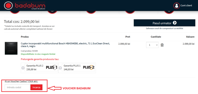 Procedura de aplicarea a unui Voucher Cadou Badabum