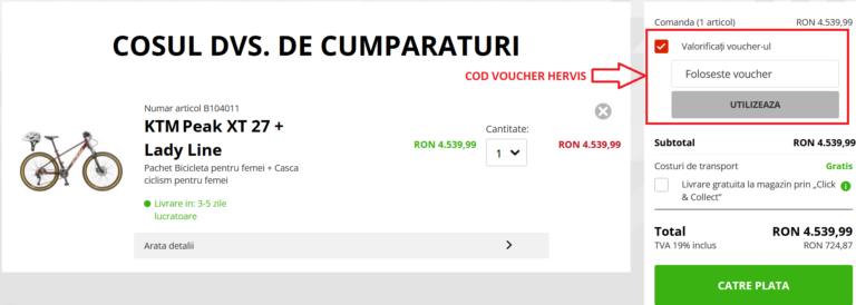 Cum valorifici un voucher Hervis