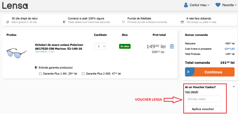 Cum aplici un voucher Lensa la o comanda