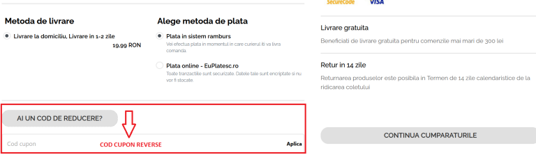 Cum se adauga un cod de reducere Reverse