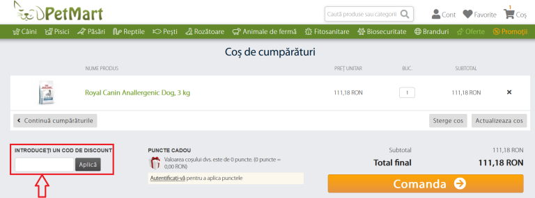 Cum folosesti un cod de discount PetMart