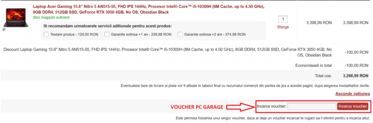 Cum adaugi un voucher PC Garge la comanda