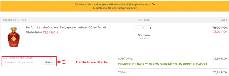 Cum sa adaugi un cod de reducere Olfactiv