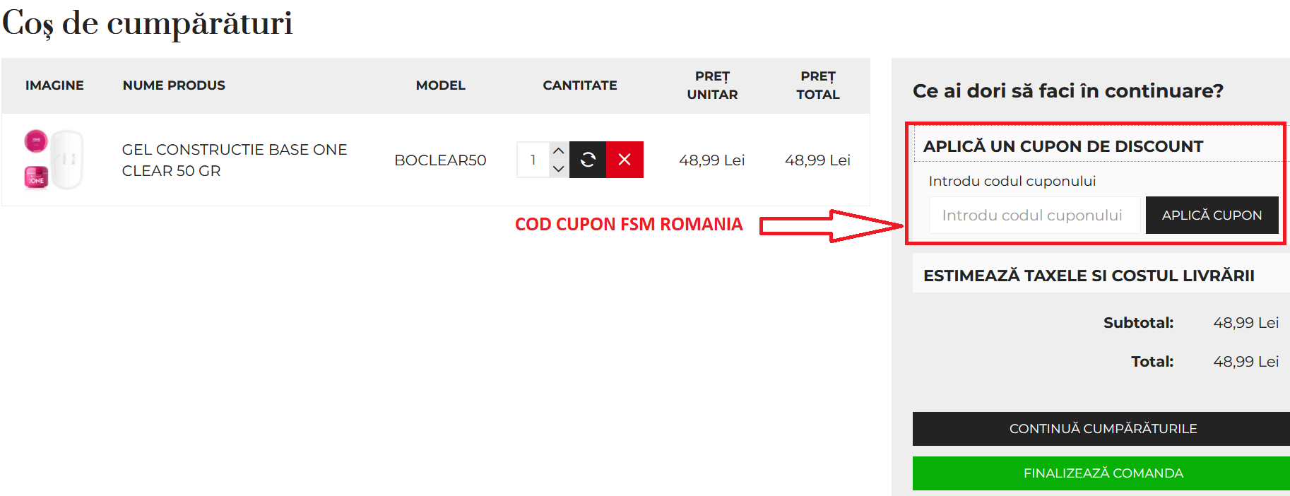 Ghid pentru utilizarea unui cupon de discount FSM Romania
