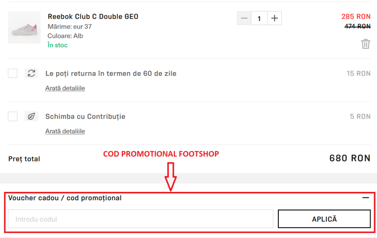 Cum aplicati un cod promotional Footshop ca sa economisiti mai mult la o comanda