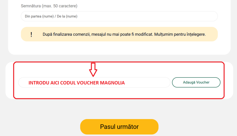 Ghid pentru adaugarea unui Voucher Magnolia la o comanda