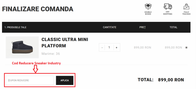 Cum sa adaugi in cos un cod de reducere Sneaker Industry