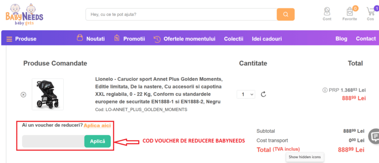 Aflati cum trebuie aplicat un cod voucher de reducere BabyNeeds - Scurt Ghid Practic