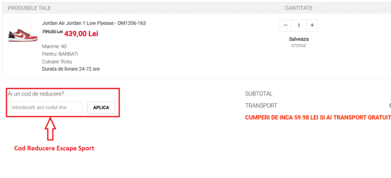 Cum activezi un cod reducere Escape Sport