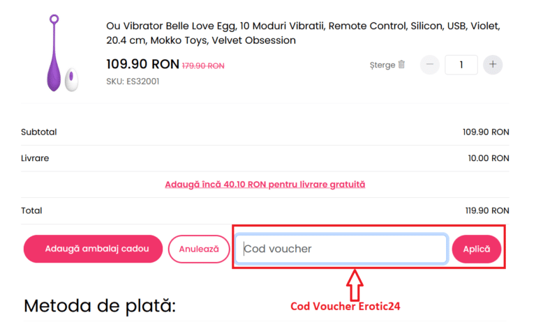 Cum trebuie sa folosesti un cod voucher Erotic24 la o comanda online ca sa obtii reducerea
