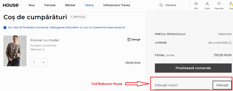 Cum sa adaugi cu succes un cod cupon House 