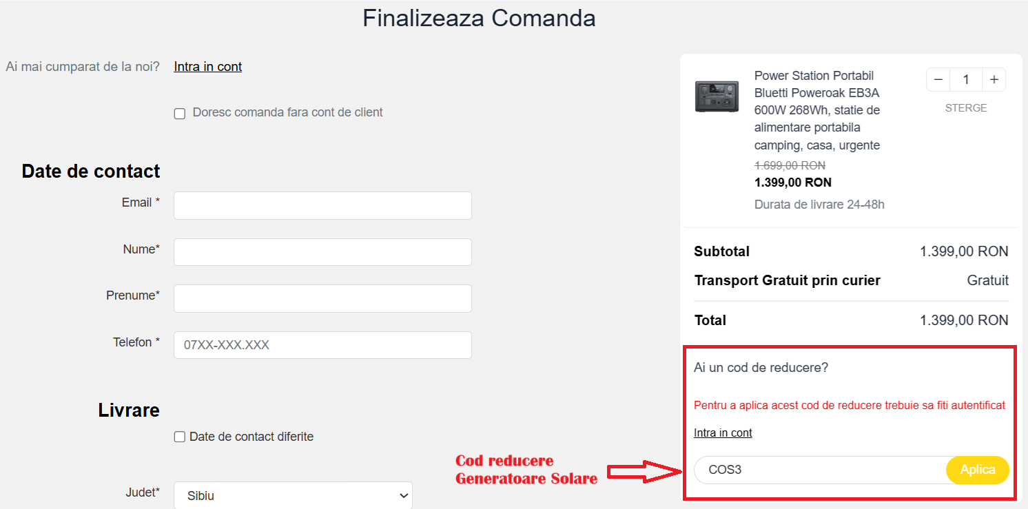 Cum folosești un cod de reducere Generatoare Solare