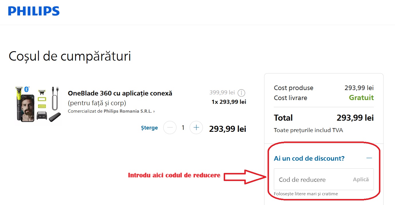 Cum folosești un cod reducere Philips