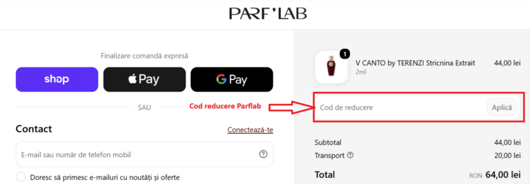 Cum aplici un cod de reducere Parflab